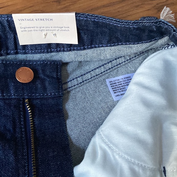 Universal Thread Vintage Stretch Midi Shorts Retro Dark Blue Jean Copper Accents - Picture 9 of 10